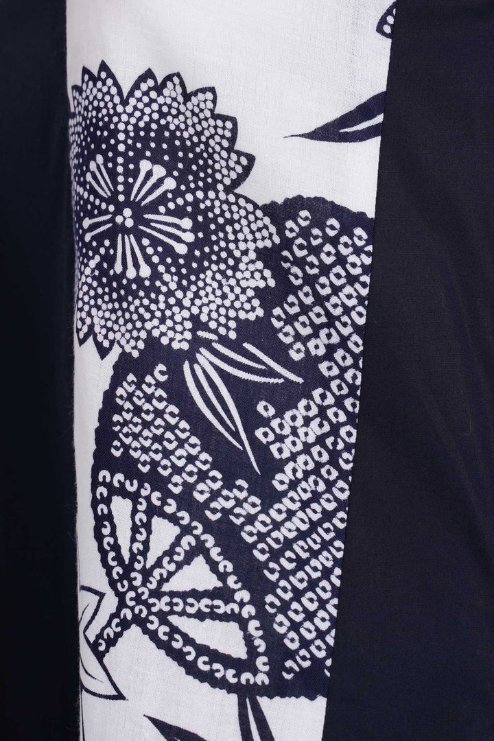 Sleeveless A-Line Cotton Dress With Yukata Cotton Sections