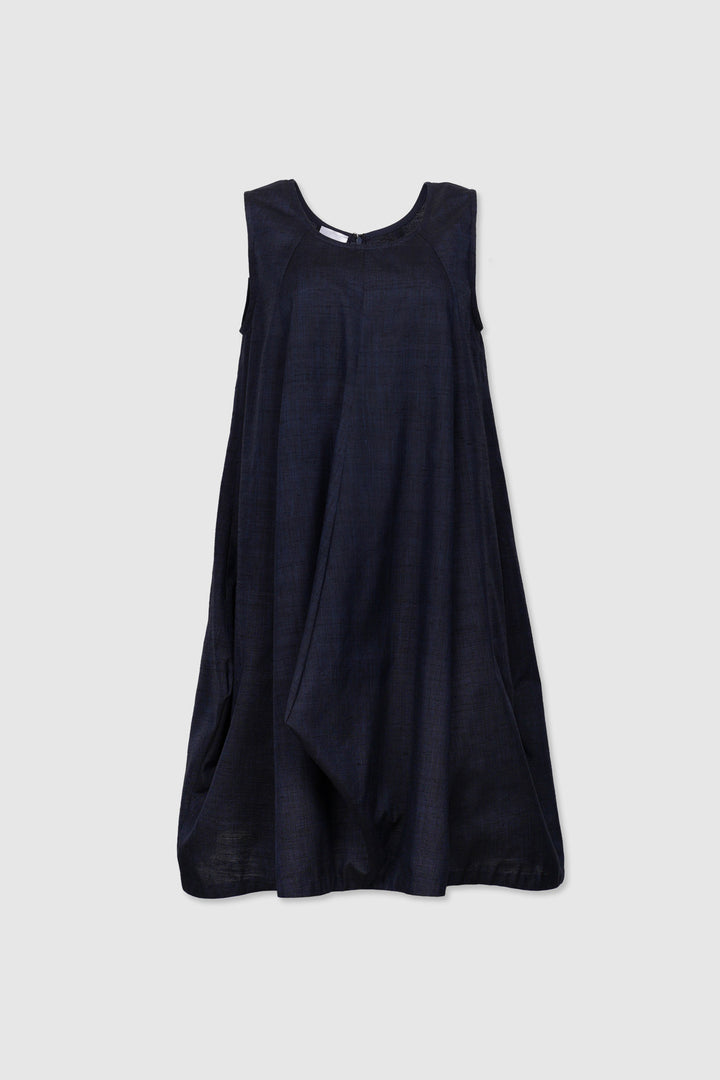 Sleeveless Silk Dress with Pointed Panels