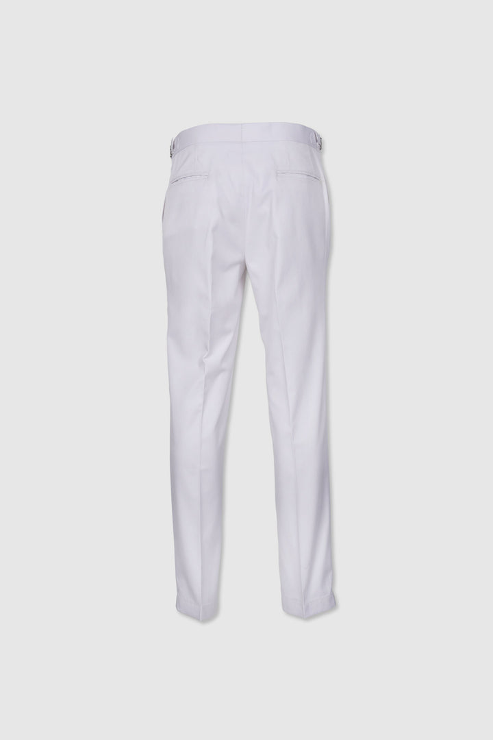 White Cotton Tapered Fit Pants