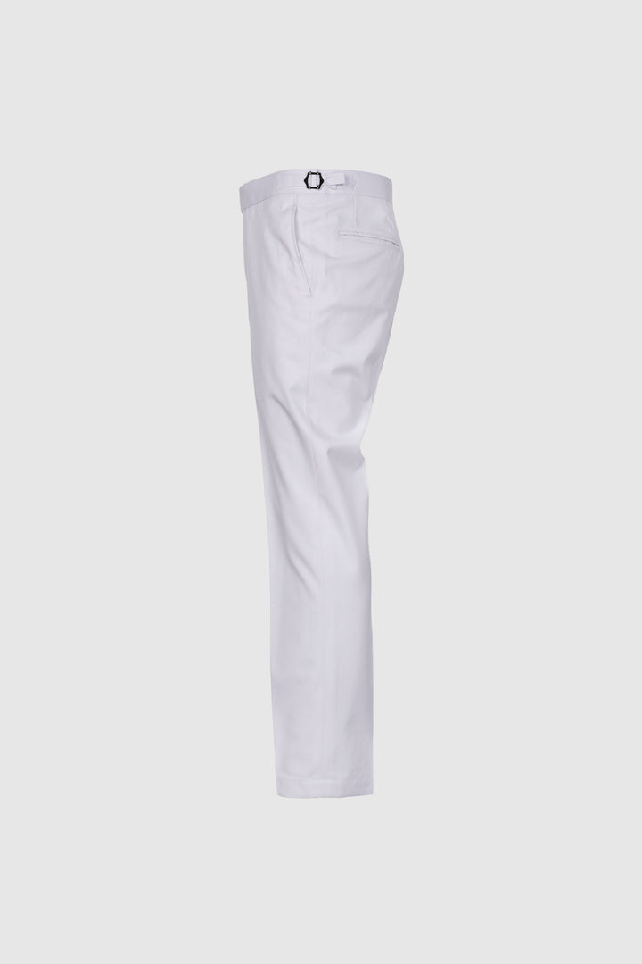 White Cotton Tapered Fit Pants