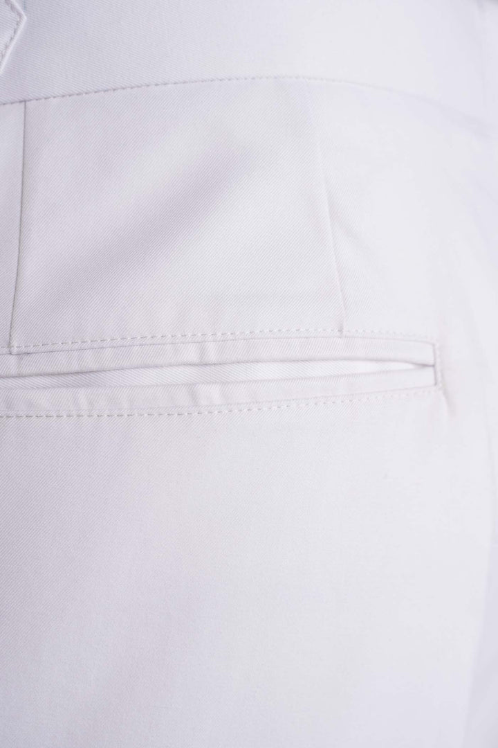 White Cotton Tapered Fit Pants