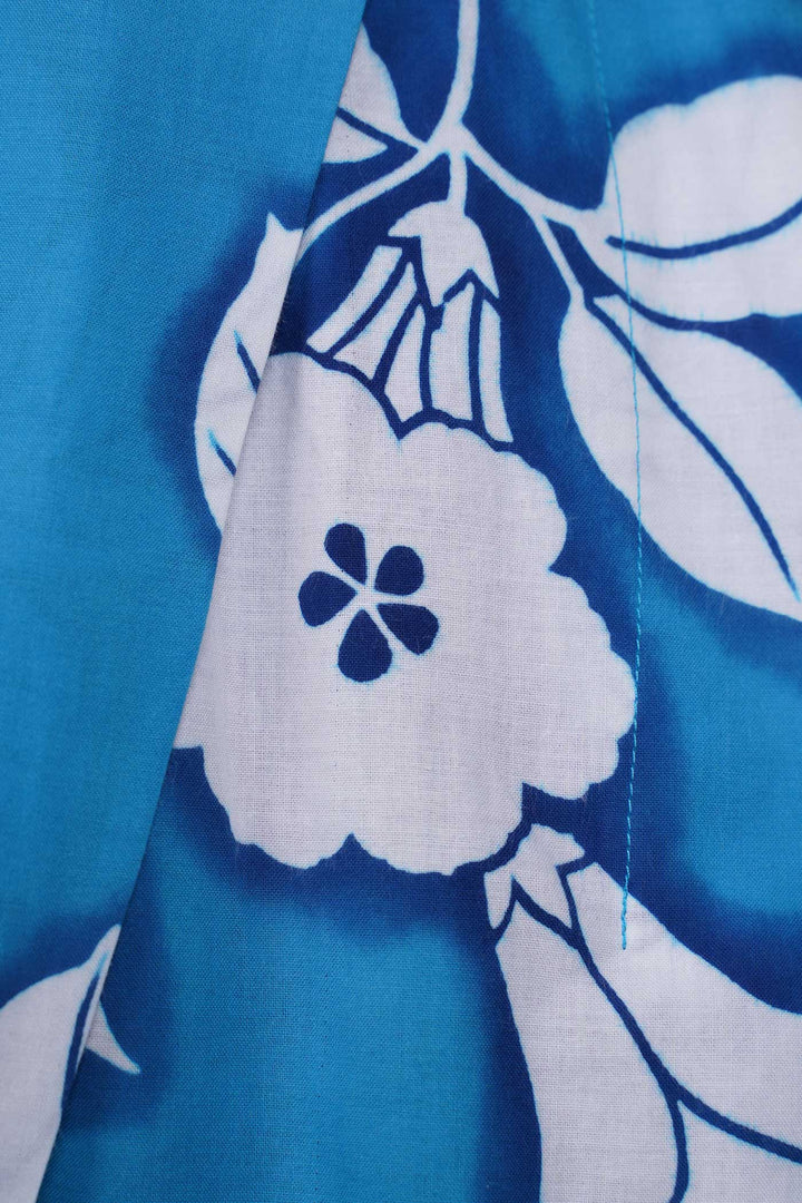 Yukata Cotton A-Line Dress With Floral Motifs