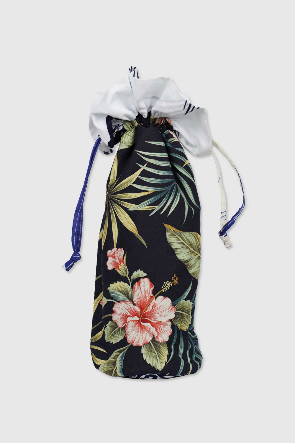 Yukata Cotton Drawstring Reversible Wine Pouch