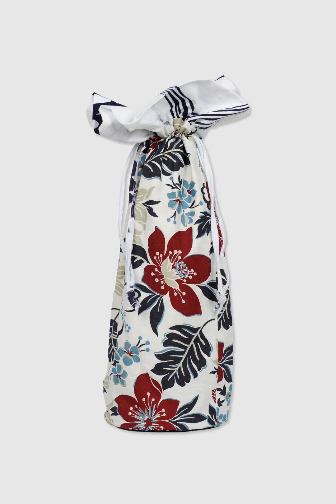 Yukata Cotton Drawstring Reversible Wine Pouch