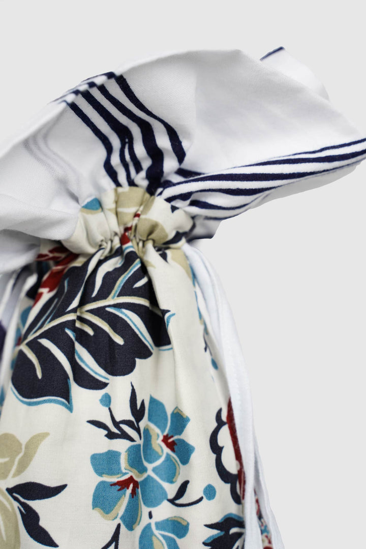 Yukata Cotton Drawstring Reversible Wine Pouch
